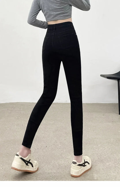 Spring and Summer Women's Casual Office Tight Solid Color Jeans Stretch Sexy Fashionable Classic Slim Fit Denim Pants Female.