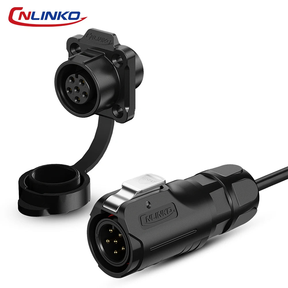 CNLINKO LP12 2~8 Pin Circular Connector with 1 Meter Cable Assemblies IP68 Waterproof Outdoor Industrial Electrical Connector.