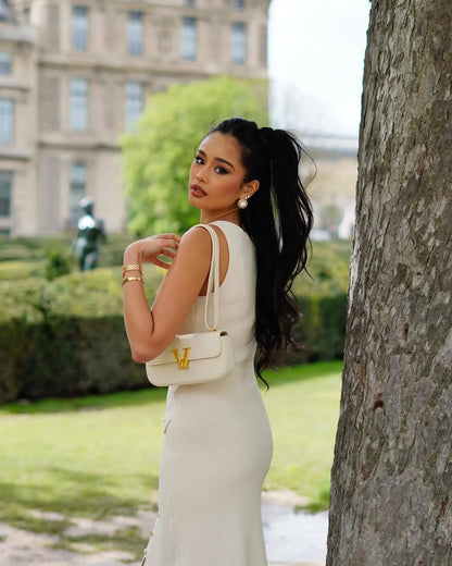 Tossy Strick-Maxikleid mit gerippter Strickjacke, weiblich, hohe Taille, schlanke Tasche, ärmellos, elegantes Partykleid, Damen-Strickwaren, langes Kleid