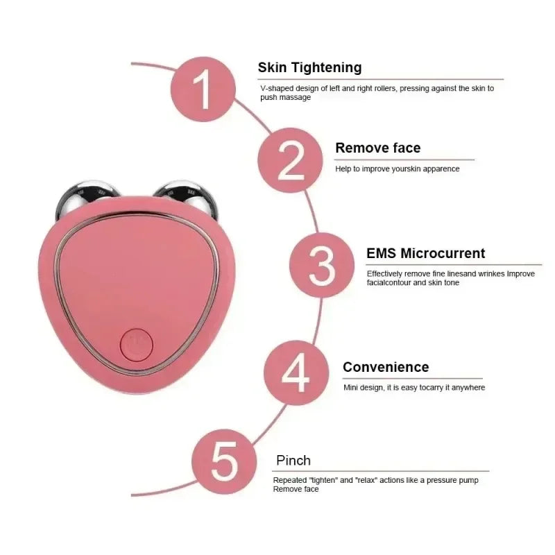 Face Lifting Machine Facial Massager EMS Microcurrent Roller Skin Tightening Rejuvenation Beauty Charging Facial Anti Wrinkle.
