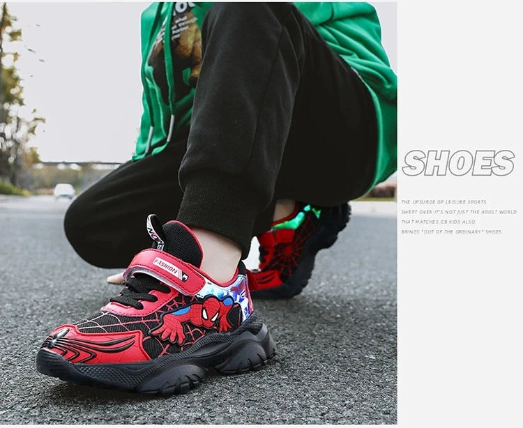 Disney Kids Sneakers Boys Tennis Shoes Comfortable Mesh Shoes Lightweight Outdoor Children's Sports Walking Black Blue Shoes.