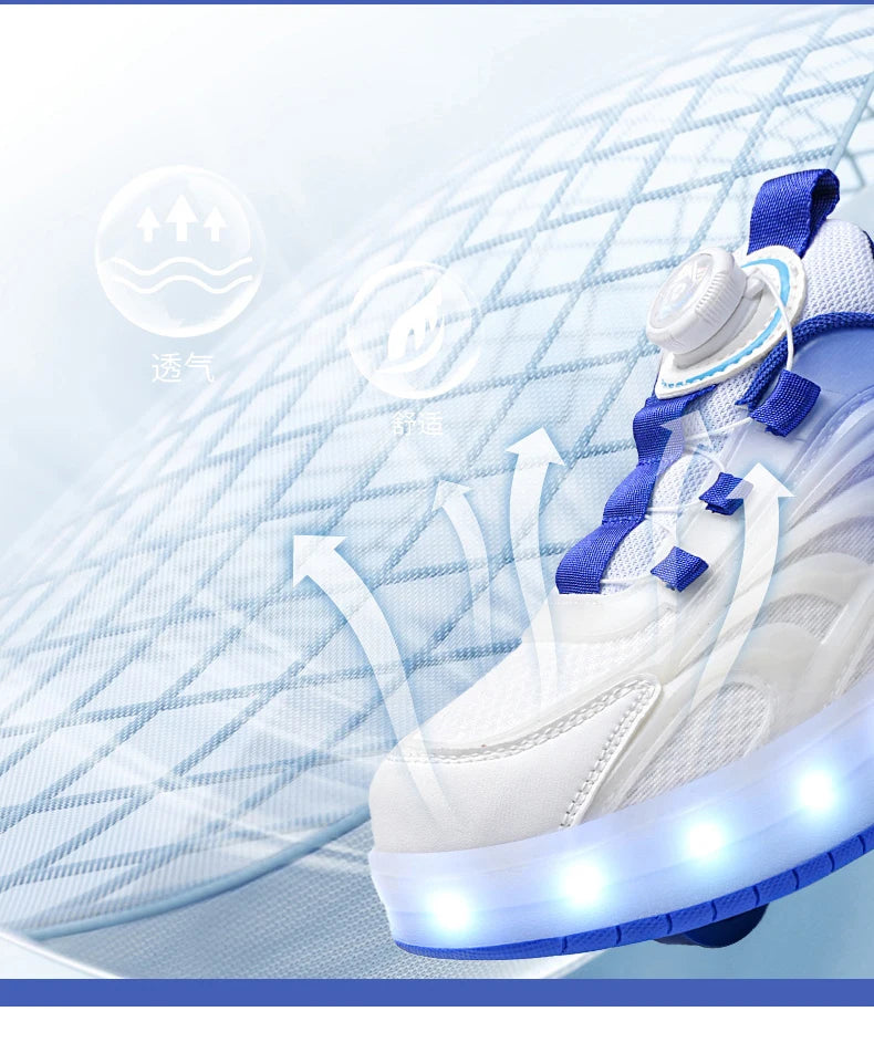 Two Wheels Children's Led Light Roller Skate Shoes For Kids Boys Girls Glowing Sports Luminous Sneakers Skateboard USB Charging.