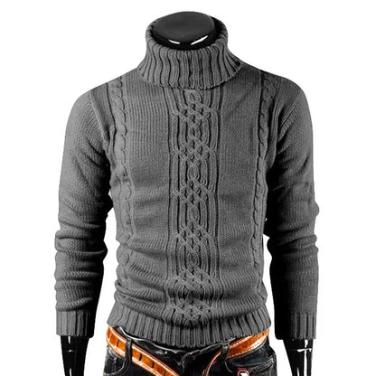 2025 Men's Warm Sweater Long Sleeve Turtleneck Sweater Retro Knitted  Pullover Sweaters.