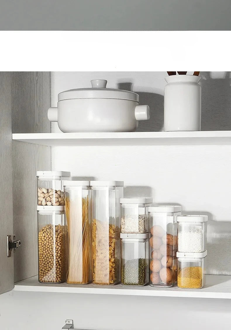 Clear Food Grade Plastic Storage Jar Airtight Seal for Kitchen Snacks Cereals Beans Kitchen Storage Organizer Kitchen Storage.
