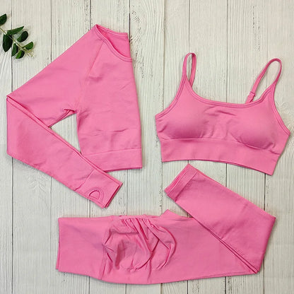 Seamless Sports Suit Yoga Set for Women Fitness Wear Long Sleeve Yoga Clothing Gym Workout Sportswear Two Piece Tracksuit Women.