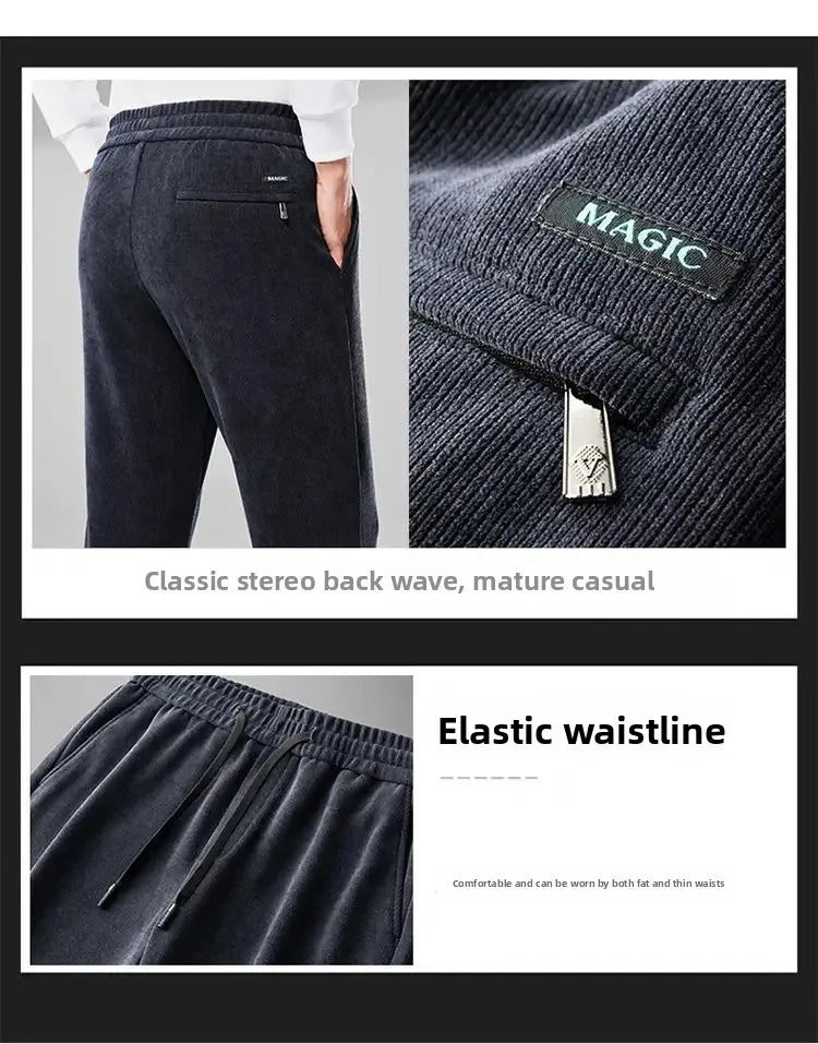 Herren-Freizeithose, verdickt, gerades Bein, warm, Herbst-Winter-Oberbekleidung, modisch, vielseitig, lockere Passform, sportlicher Stil.