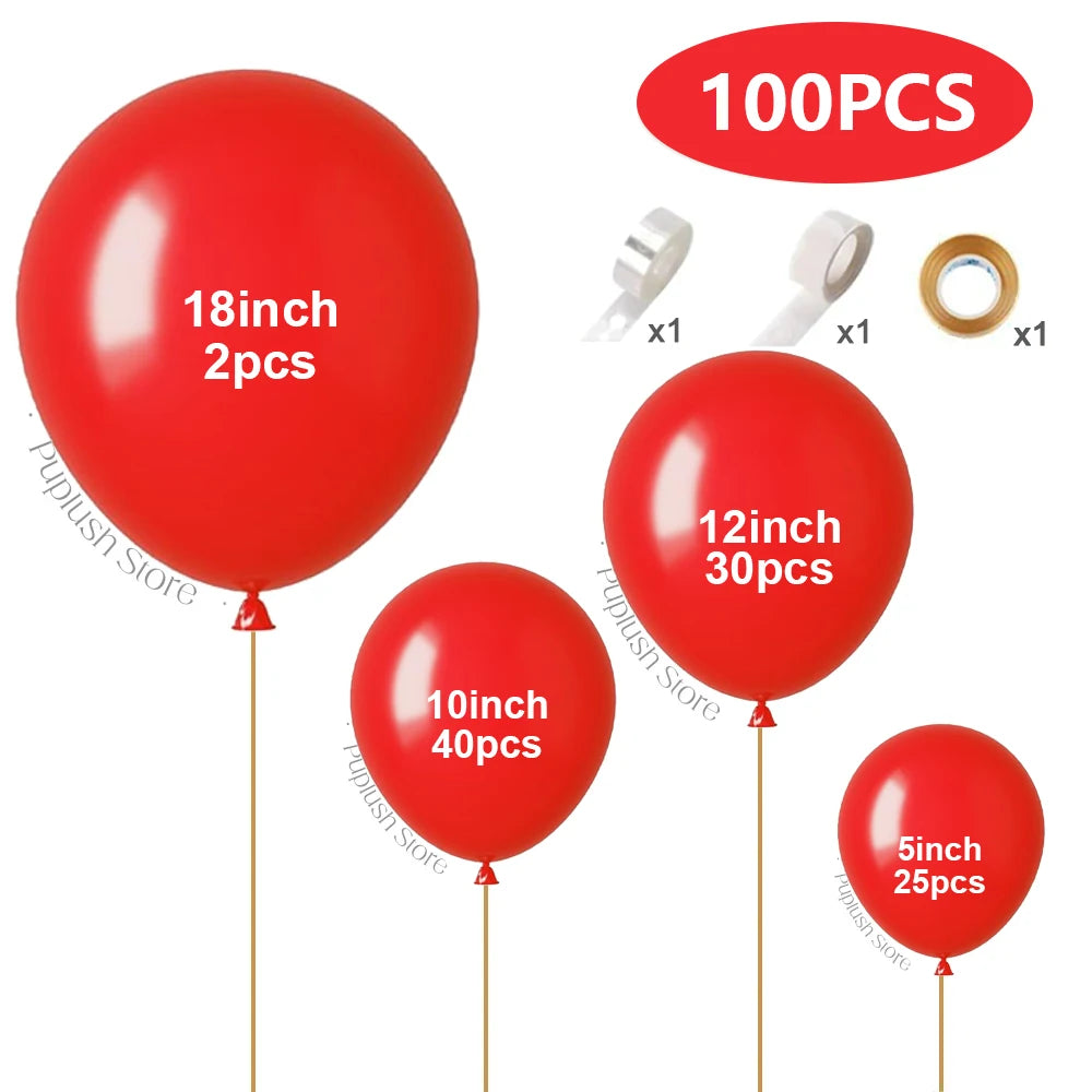 100 Stück dunkelburgunderrote Latexballons-Set, 5/10/12/18 Zoll dunkle weinrote Luftballons für Geburtstag, Weihnachten, Hochzeit, Party-Dekoration.
