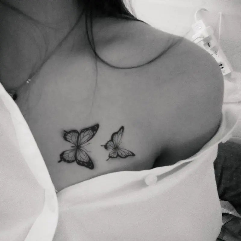 1/6pcs Black Butterfly Fake Tattoo Waterproof Temporary Tattoo Stickers Leg Arm Hand Foot Body Arts Magic Flower Texture Sticker.