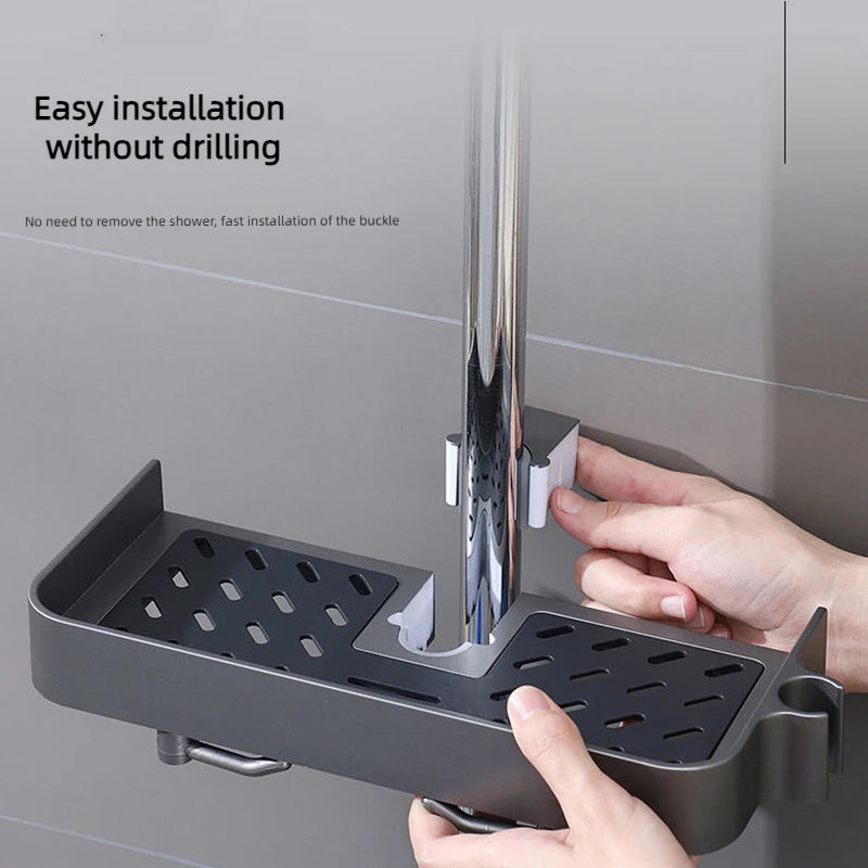 Haushalt Lift Ständer Dusche Rack Dusche Gel Lagerung Rack Badezimmer Perforation-Freies Dusche Stange Tablett