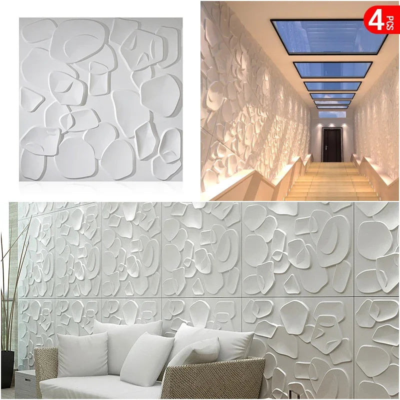 4pcs 50x50cm 3D wall panel Geometric lines 3D wall sticker wallpaper mural diamond design decor tile 3d mold 90's aesthetic room