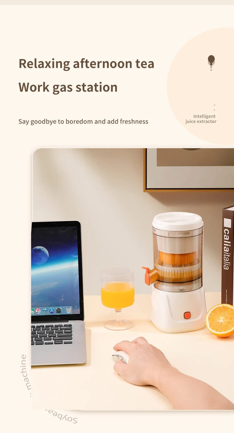 USB Charging Portable Electric Juicer 7.4V Orange Lemon Fruit Blender Household Juice Squeezer Mixer Citrus Juicer for Travel.