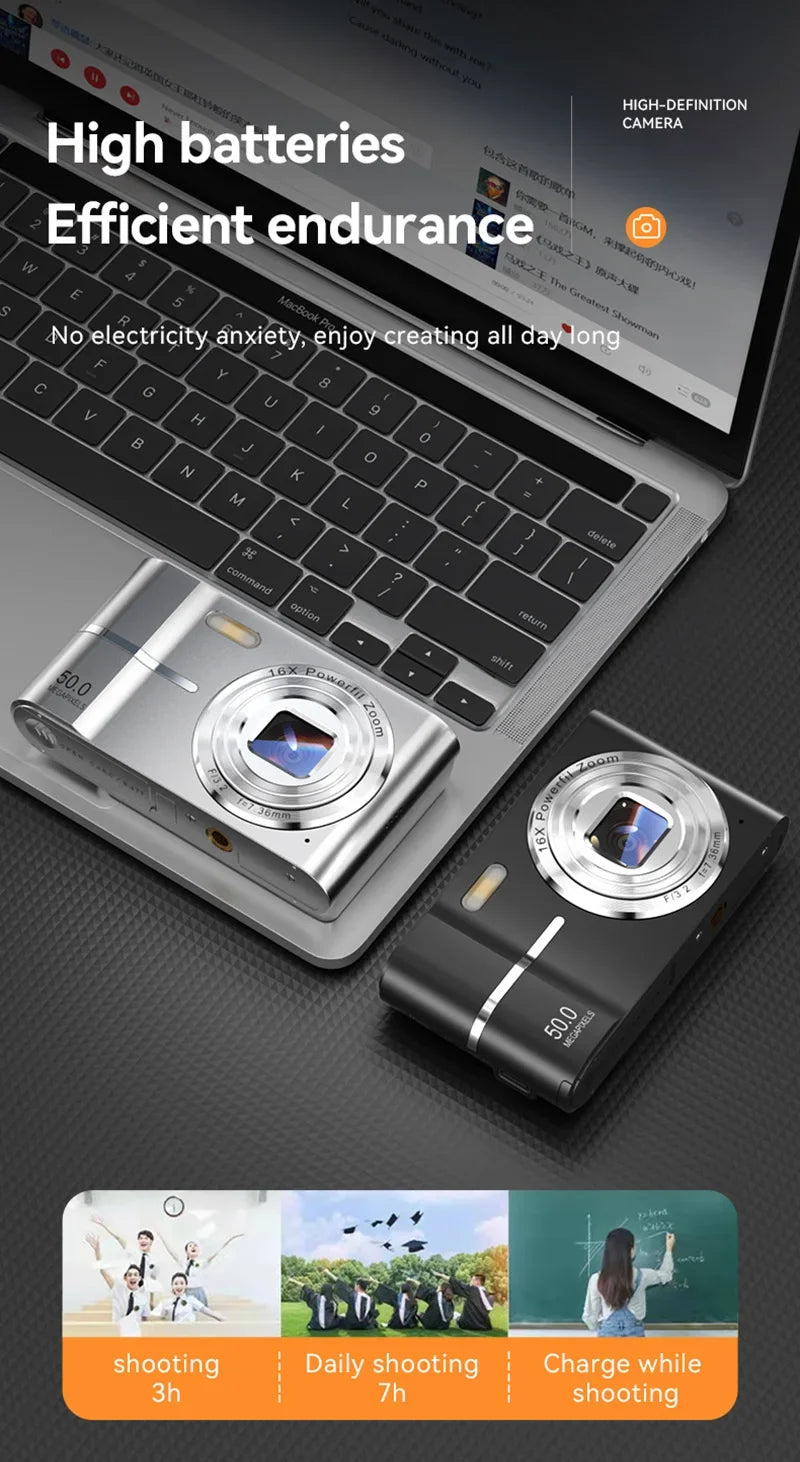 Xiaomi 4K Digital Camera 50MP 16X Student Camera Outdoor Anti-Shake Digital Video Camera Flash Video Recorder Small Video Camera.