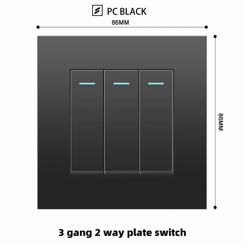 Schwarze UK 13A Wandsteckdose mit USB Typ C 18W Schnelllade-Steckdose, Wandsteckdose mit USB-Ladegerät, Schalter mit Steckdose