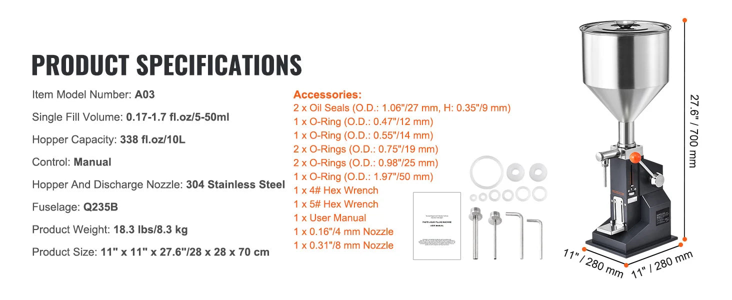 SucceBuy 5-50/100ml A02 Pneumatic/Manual Paste Liquid Filling Machine Bottle Liquid Filler Pedal for Water Juice Cosmetic Milk.