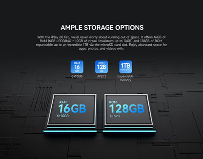 ALLDOCUBE iPlay60 Pro Tablet 10.95" 90Hz Display Helio G99 16GB(6GB+10GB Virtual) RAM 128GB ROM 4G LTE Android 14 7000mAh.