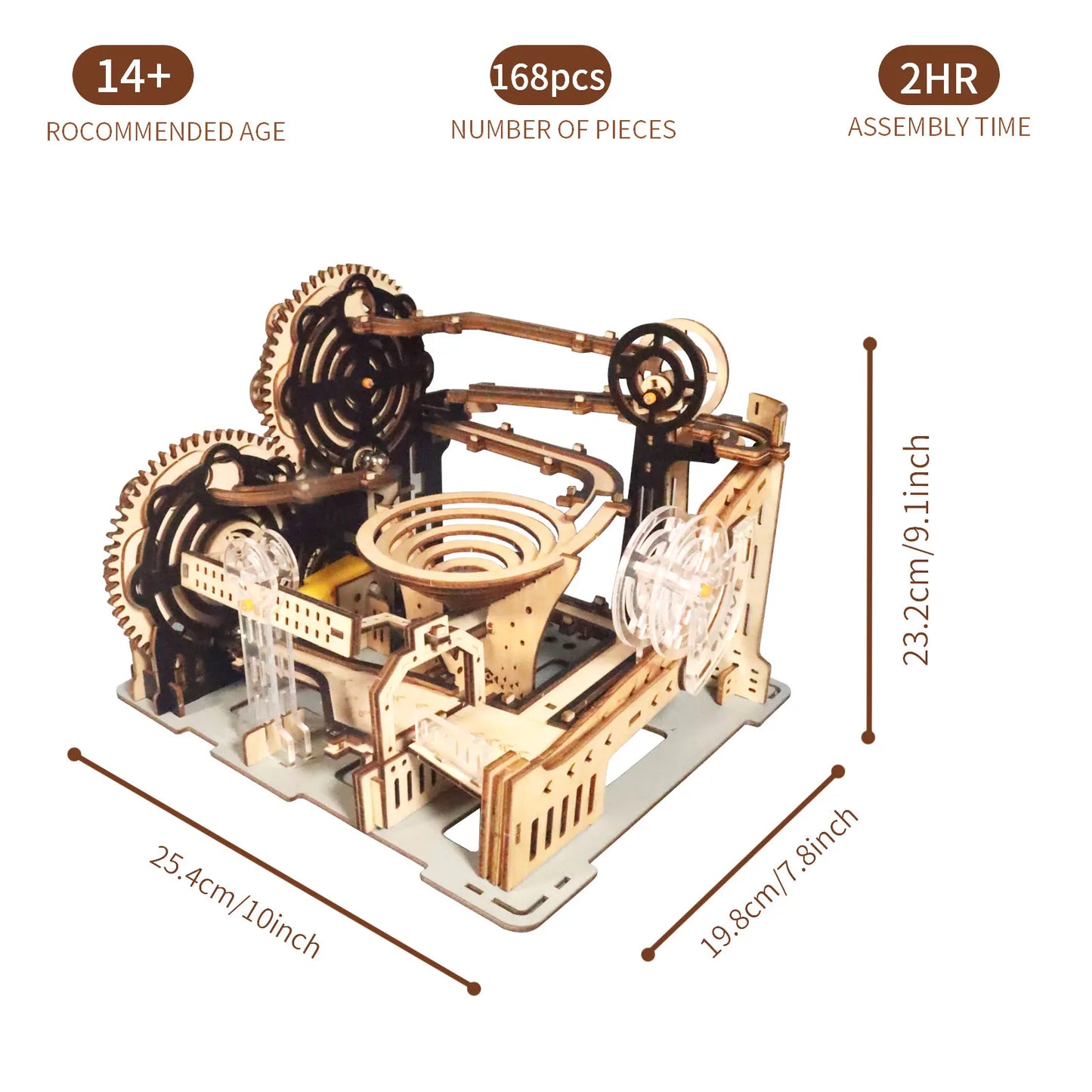 Electric 3D Wooden Puzzles Marble Run Model Kits  Brain Teaser Puzzle DIY handmade Christmas gift(Without battery).