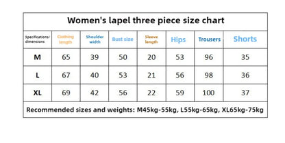 Pajamas pure cotton three-piece set spring and summer thin crepe autumn gauze lapel short-sleeved trousers shorts loungewear set.