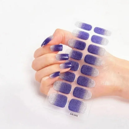 Glitter Gradient Full Cover Nail Art Stickers Fashion Silver Purple Nail Polish Strips DIY Waterproof Nail Foil Sticker Manicur