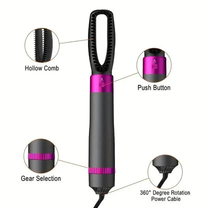 HOMEFISH 5 in 1 Hair Dryer Brush Hot Air Brush & Volumizer Styler Set with Interchangeable Brush Head Negative Ionic Blow Dryer.