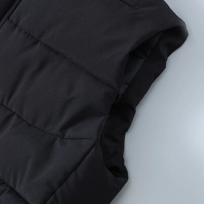 Compass Button Patch Style Men's Stand-up Collar Down Cotton Casual Vest Windproof Men's Jacket Slim Men's Hooded hat Wear.