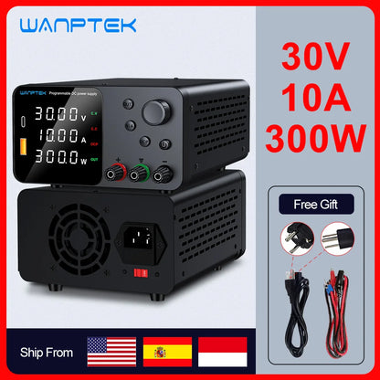 Wanptek Adjustable DC Power Supply 30V 10A LED Lab Bench Power Source Stabilized Switch Power Supply Voltage Regulator 60V 5A