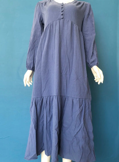 Baumwolle Und Leinen Vintage Stil Langes Kleid Für Frauen Casual V-ausschnitt Langarm Lose Maxi Kleider Weibliche Elegante frauen Kleidung.