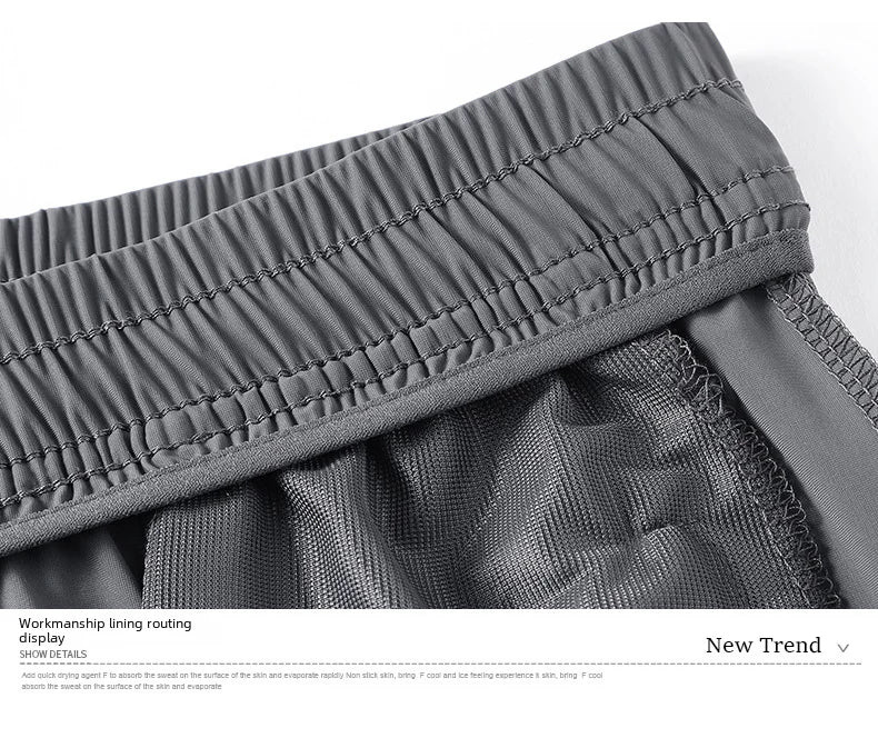 Men Summer Thin Ice Silk Pants Loose Style Workwear Casual Quick Dry Sports Pants Long Breathable High Elasticity