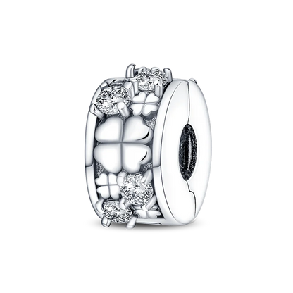 Silver Clasp 925 Sterling Silver CZ pave Clip Charms Daisy Beads Stopper Safety Chain fit Original Bangle Bracelet Jewelry Clip