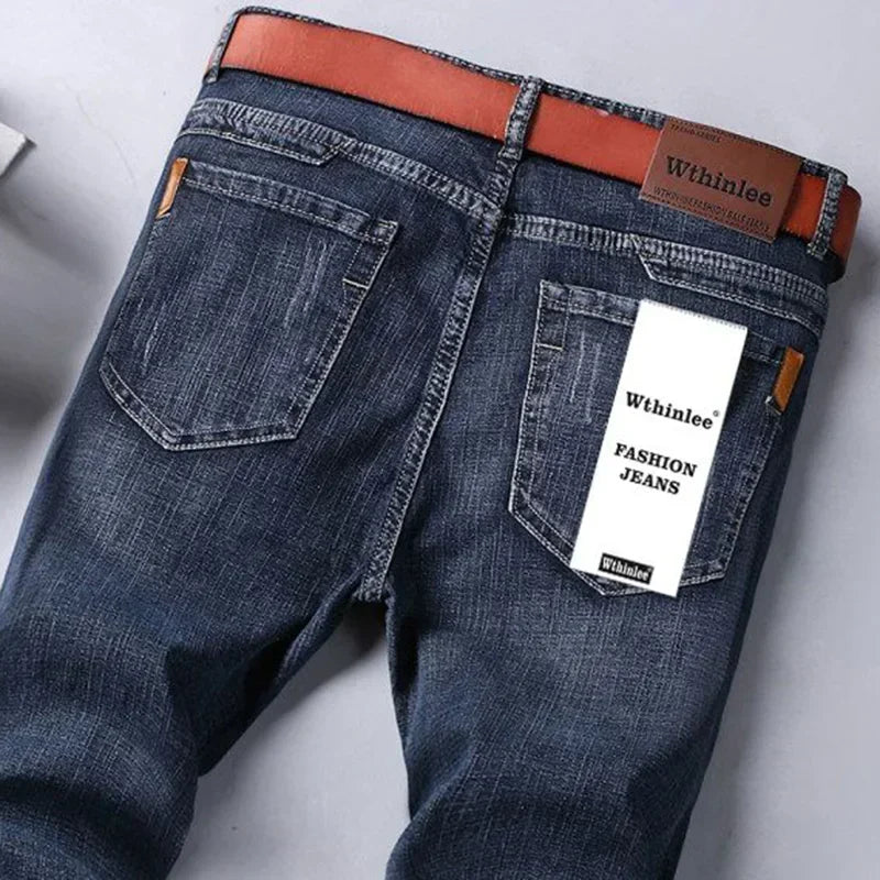 Luxury Men High Quality Pants Clothing Men Classic Business Casual Jeans 2025 New Male Fashion Blue Slim Stretch Denim Trousers.