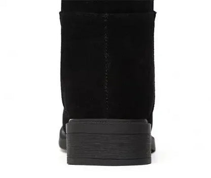 2025 New Women Warm Snow Plush Boots Snow Casual Flat All-match Cotton Fashion Side Zipper Winter Shoes Thigh High Boot Black.
