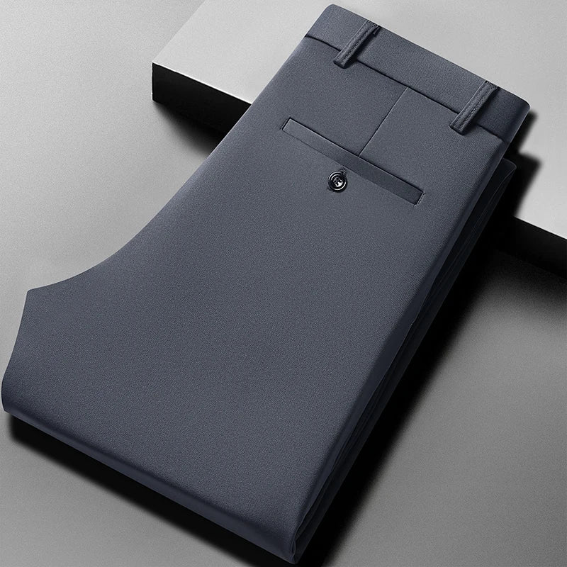 29-42 Men's Summer Pants Thin Straight Stretch Casual Pants with No Trace No Ironing Fabric Silky and Cool Feeling