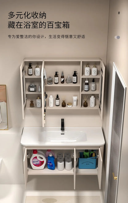 Moderner intelligenter Badezimmerschrank, Wabenstruktur, Aluminium, WC, Waschbecken, Schrank, Kombination, integriertes Keramikwaschbecken, Waschtisch