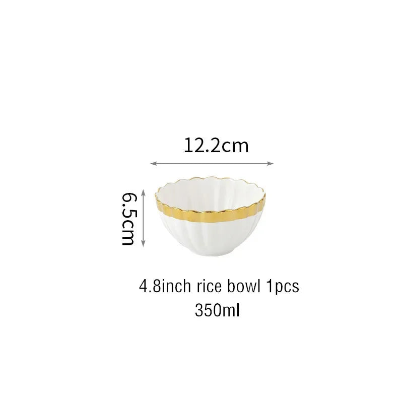 1pcs Upgrade white porcelain plates for food, dinner dishes, salad, soup bowls, ceramic porcelain plates, and tableware