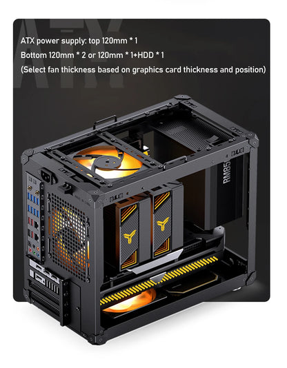 JONSBO C6 MAX Desktop M-ATX Case Type-c Side Transparent Handheld Portable Computer Small Chassis ATX Power Supply.