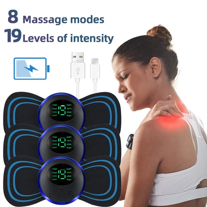 Electric Neck Massager EMS Muscle Massage Stimulator Low Frequency Instrument Back Cervical Calf Patches Pain Joints Mini Device.