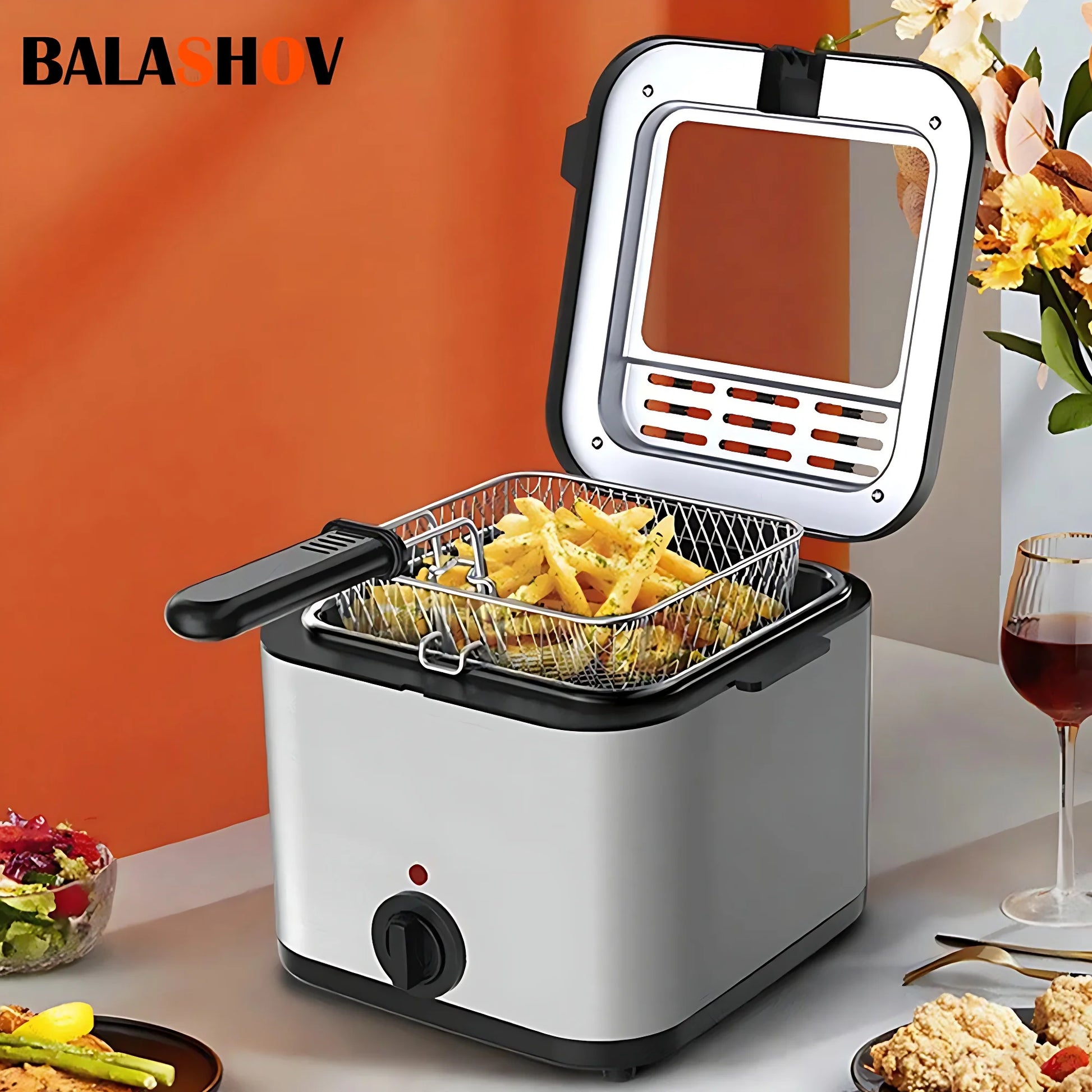 2.5L Electric Deep Fryer Large Capacity Oil Oven Countertop Commercial Fryer for Street Vendors Fried Chicken Fries Pot EU/US.