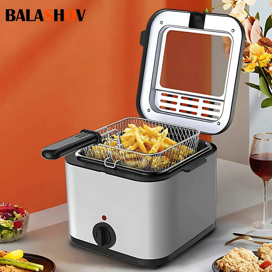 2.5L Electric Deep Fryer Large Capacity Oil Oven Countertop Commercial Fryer for Street Vendors Fried Chicken Fries Pot EU/US.