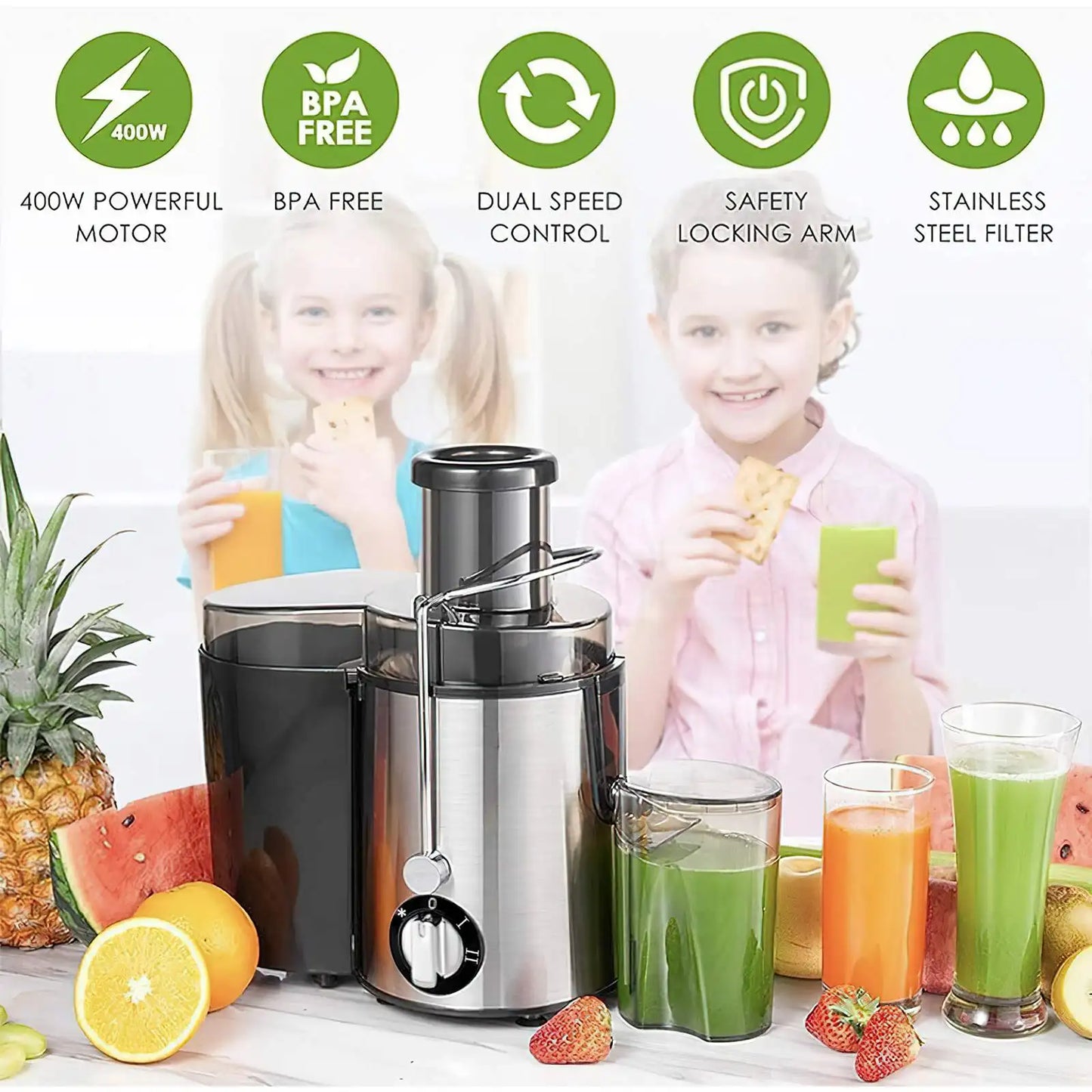 400W Electric Juicer Machine Juicer Wide fall for Whole Fruit Juicer Juicer vegables Fruit mix Blender with boot.