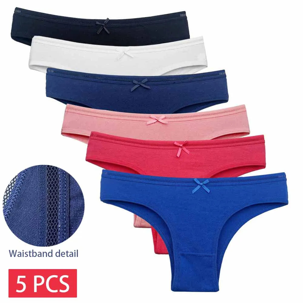 5 Pcs/Set Women Cotton Panties Sexy Lace Lingerie Low Waist Underwear Girls Briefs M-XL Underpant.