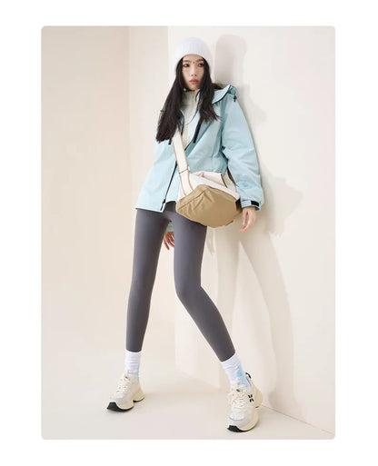 BIVIGAOS Autumn Winter High Waist Fleece Sharkskin Leggings Women Seamless Slim Tight-Fit Velvet Thickened Elastic Warm leggings