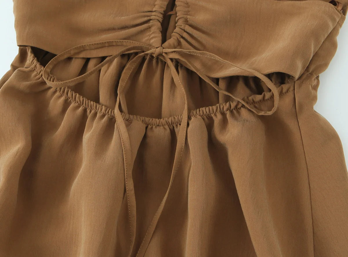 TFMLN Frauen Retro Sling Kleid Für Frauen Elegante Ärmellose V-ausschnitt Backless Mixi Kleid Dame EINE Linie Fashion Club Party Langes Kleid.