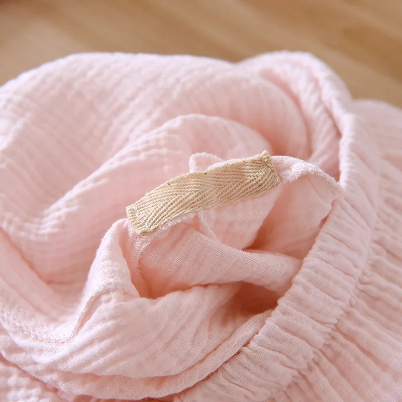 Spring and summer 2025 new women's pajama suit 100% cotton crepe short-sleeved capris embroidered round-neck household clothes