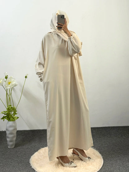 Ramadan Modesty Prayer Dress Women Jilbabs Kaftan Muslim Abayas Dubai Robe Hijab Smocking Sleeve Dresses Islamic Clothing.