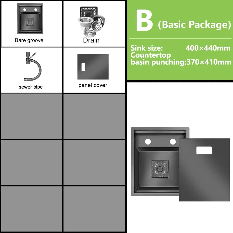 Small Hidden Sink Stainless Steel Kitchen Sink Mini Bar Single Slot Touring Car Wash Basin With Cover Plate Apartment