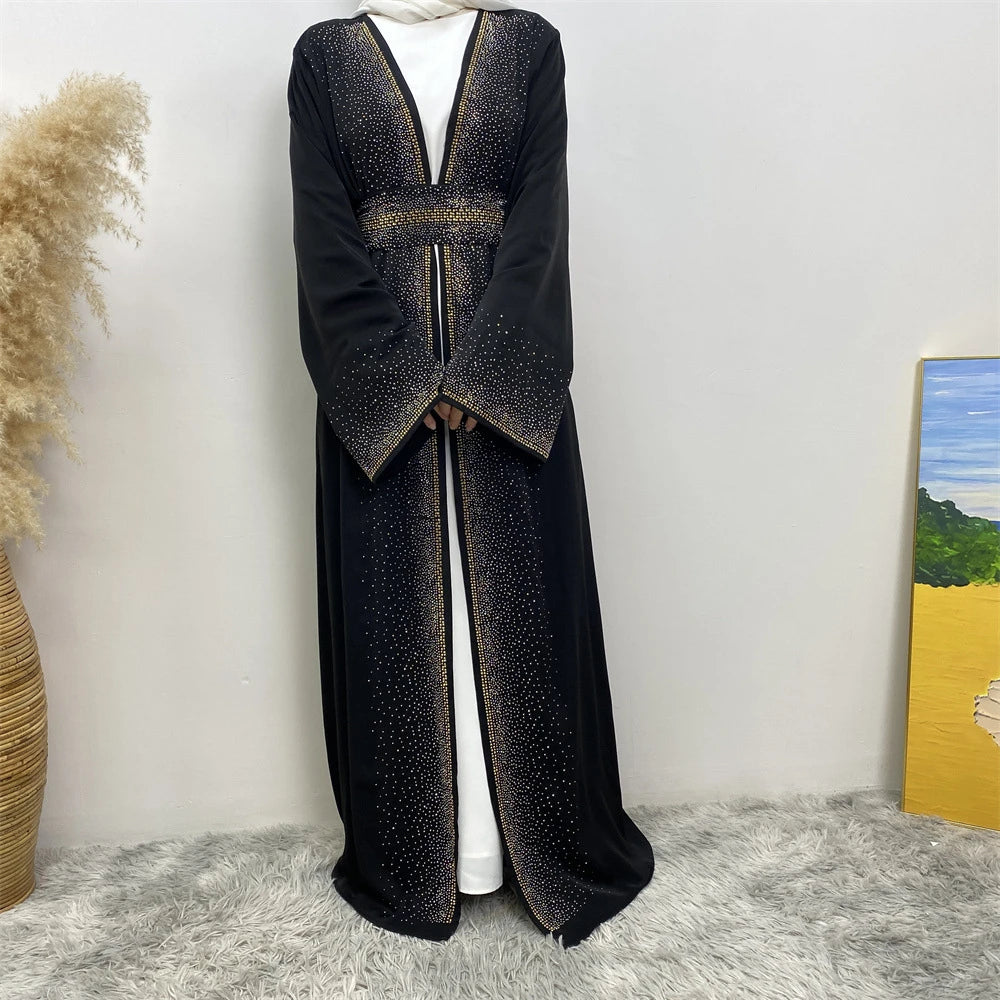 Ramadan Eid Dubai Open Black Muslim Kimono Abaya Damen Turkey Islam Abayas For Women Dress Kebaya Robe Femme Musulmane Kaftan.