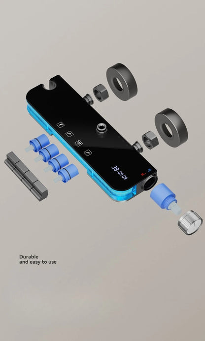 Smart Digital Rainlfall Bathroom Shower Set Temperature Display Bathroom Shower Faucet Set Grey Shower System with Ambient Light