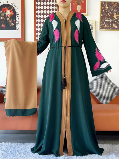 High Grade Fabric Women Party Dress Chiffon Open Abaya Muslim Women Dress Islamic Clothing Cardigan Abaya Women Muslim Dress