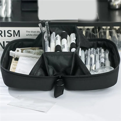 Stift-Aufbewahrungstasche, Federmäppchen, 2-lagig, große Kapazität, Kosmetik, hochwertiges Lernzubehör, einfache Schreibwarenboxen für Studenten.