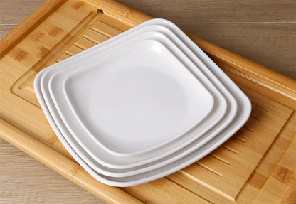 Melamine White Dinner Plate Fast Food Square Dishes School Rice Meal Serving Trays Cheap Hotel Table Decoration and Accessories.