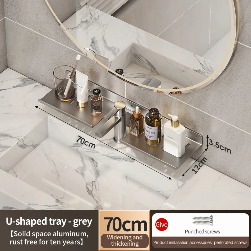 Badezimmerregal, Badezimmerregal, Toilettenlagerregal, Toilette, Küchenraum, Aluminium, zum Aufhängen an der Wand, stanzfreies Regal